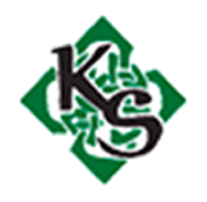 A logo featuring the letters "KS" in bold, black font. The letters are placed in front of a green diamond shape, which contains an intricate circular pattern. The background is white.