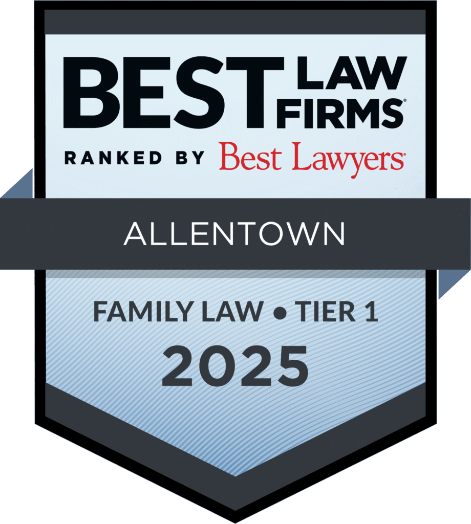 Badge displaying "Best Law Firms" ranked by Best Lawyers, Allentown, Family Law, Tier 1, 2025.